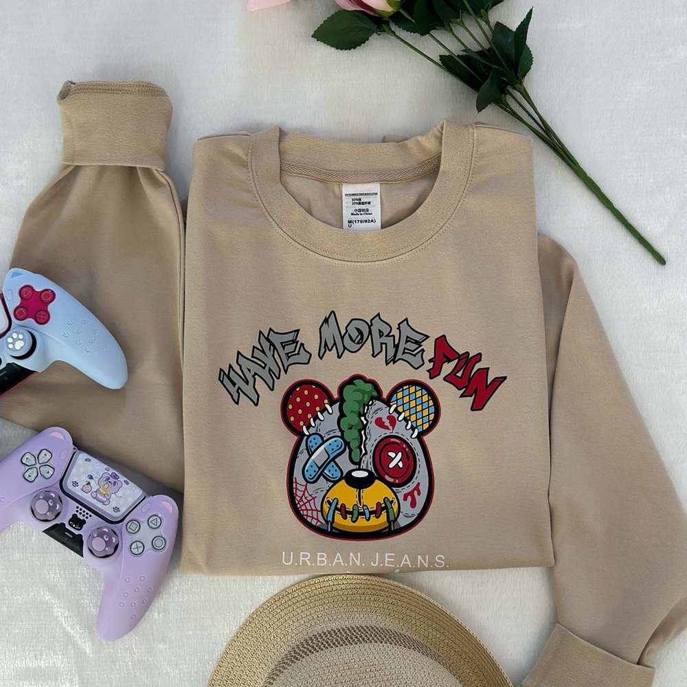 “Have More Fun” Psycho/ Sick Bear Graphic Tee/Sweatshirt For Unisex Size Medium